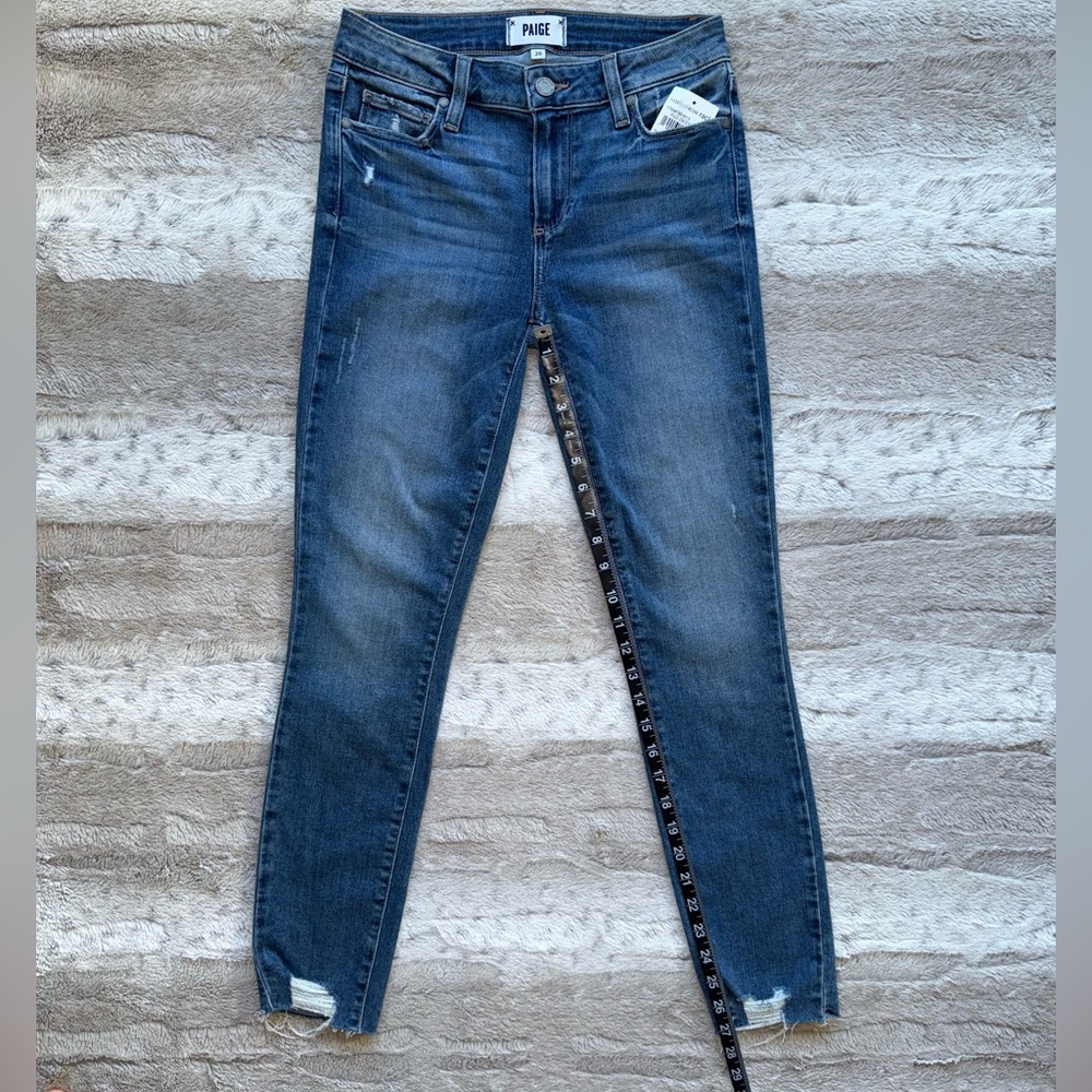 NWT PAIGE Verdugo Distressed Ankle Skinny Jeans in Flo Destructed Size 26 - Picture 7 of 15